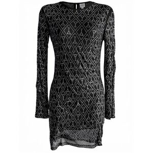 Retrofête Harlowe Martini Glass Crystal Mesh‎ Mini Dress Black Bodycon Sexy RARE